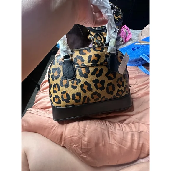 NWT Limited Edition Coach Cora Leopard Animal Print Domed Satchel Purse